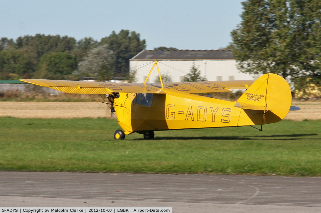 G-ADYS, 1935 Aeronca C-3 C/N A-600, Aeronca C3. Hibernation Fly-In, The Real Aeroplane Company, Breighton Airfield, October 2012.