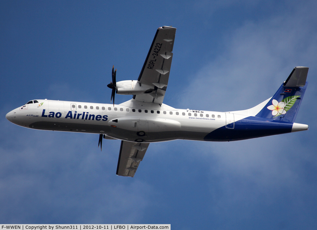 F-WWEN, 2012 ATR 72-600 (72-212A) C/N 1049, C/n 1049 - To be RPDL-34222 - First Lao Aviation ATR72-600