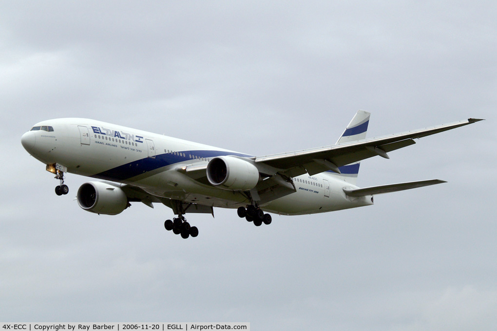 4X-ECC, 2001 Boeing 777-258/ER C/N 30833, Boeing 777-258ER [30833] (El Al-Israel Airlines) Heathrow~G 20/11/2006