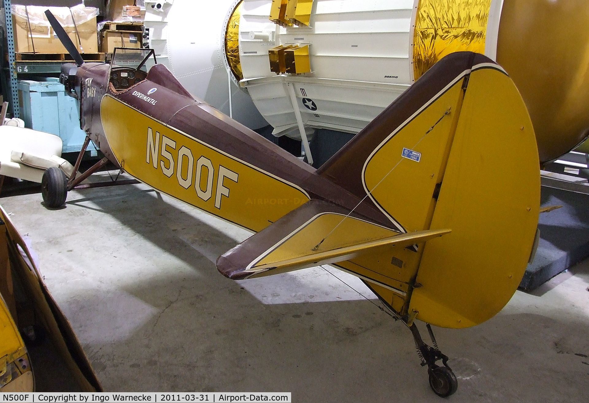 N500F, 1960 Bowers Fly Baby 1A C/N 1-1, Bowers Fly-Baby 1A at the Museum of Flight Restoration Center, Everett WA