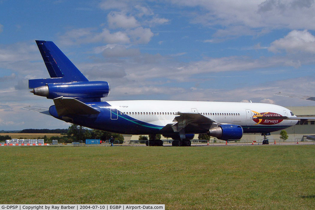G-DPSP, 1979 McDonnell Douglas DC-10-10 C/N 46646, McDonnell Douglas DC-10-10 [46646] (My Travel) Kemble~G 10/07/2004. Stored.
