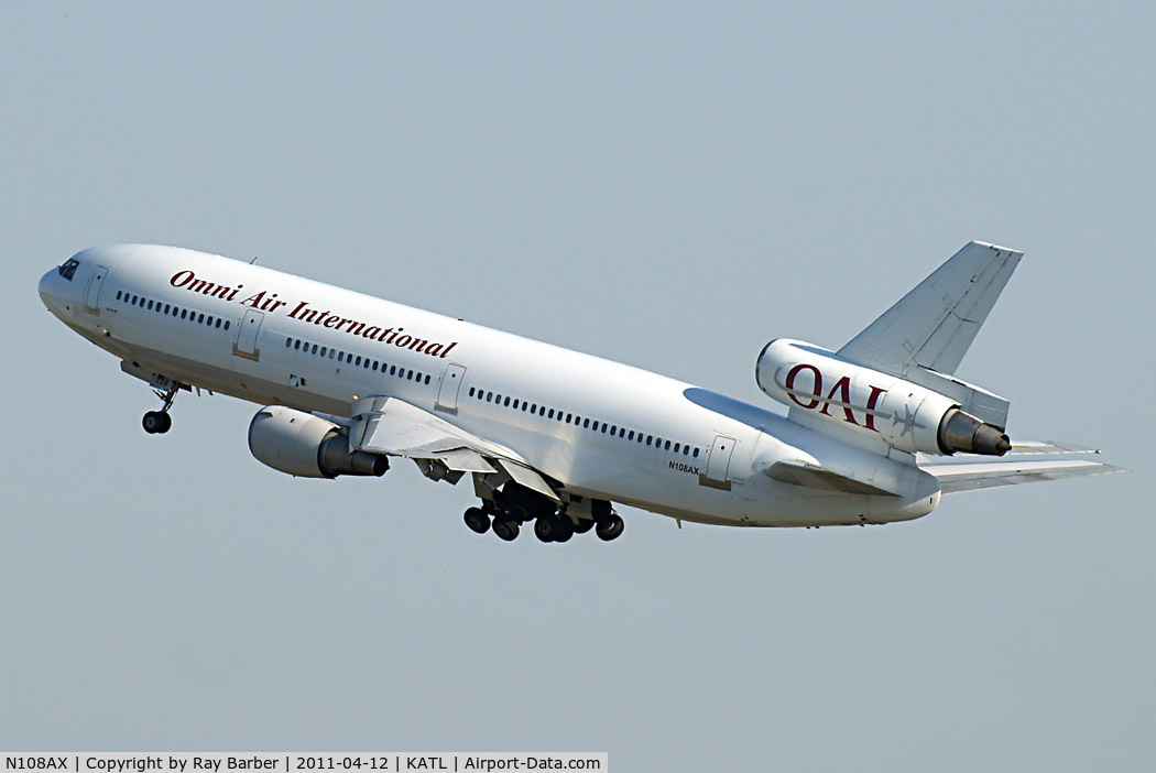 N108AX, 1975 McDonnell Douglas DC-10-30 C/N 47927, McDonnell-Douglas DC-10-30 [47927] (Omni Air International) Atlanta~N 12/04/2010. Cancelled on the 03/08/2011 and scrapped.