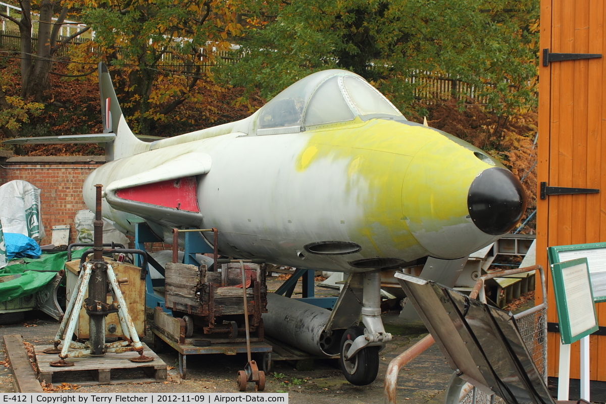 E-412, Hawker Hunter F.51 C/N 41H/680271, Hawker Hunter F.51, c/n: 41H-680271 at Brooklands Museum