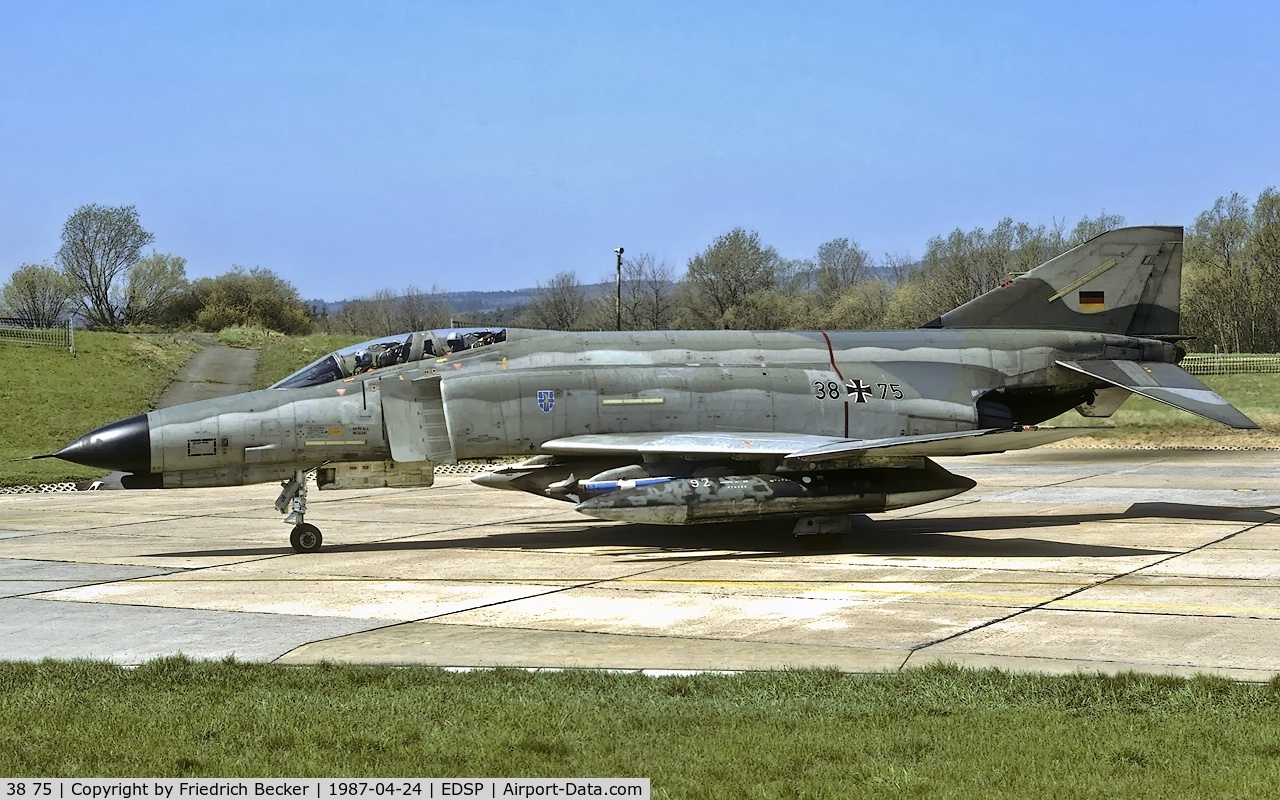 38 75, 1972 McDonnell Douglas F-4F Phantom II C/N 4793, taxying to the active at Fliegerhorst Pferdsfeld