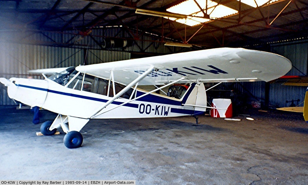 OO-KIW, Piper L-18C Super Cub (PA-18-95) C/N 18-1573, Piper PA-18-95 Super Cub [18-1573] Kiewit-Hasselt~OO 14/09/1985. Image taken from a slide.