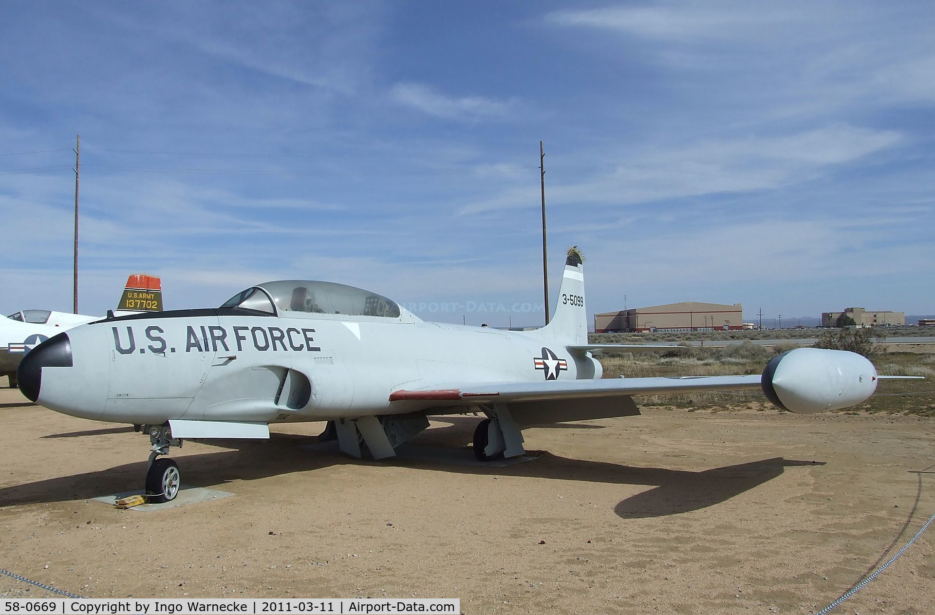 58-0669, 1958 Lockheed T-33A Shooting Star C/N 580-1718, Lockheed T-33A at the Air Force Flight Test Center Museum, Edwards AFB CA