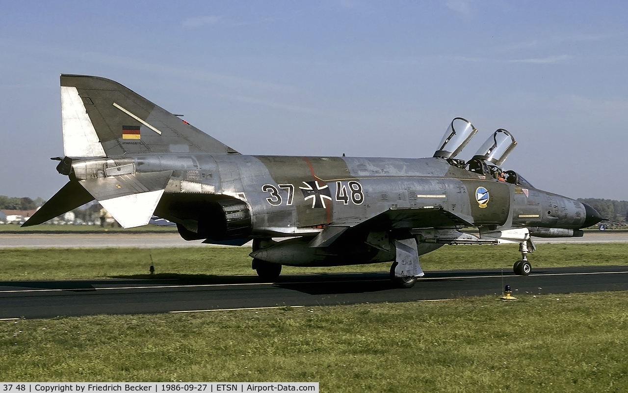 37 48, 1972 McDonnell Douglas F-4F Phantom II C/N 4466, taxying to the flightline at Fliegerhorst Neuburg