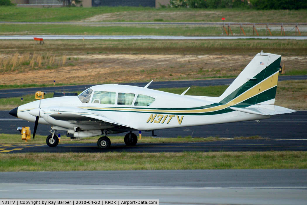 N31TV, 1979 Piper PA-23-250 C/N 27-7954054, Piper PA-23-250 Aztec F [27-7954054] Atlanta-Dekalb Peachtree~N  22/04/2010. Note the V is not in alignment with the rest of the registration.