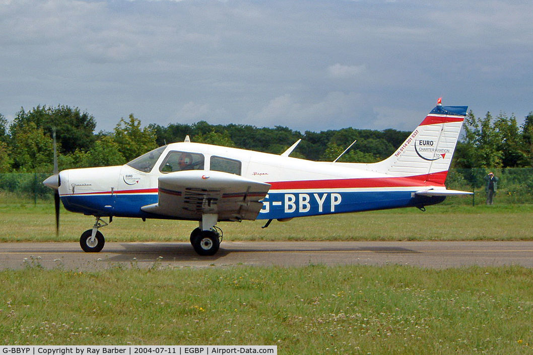 G-BBYP, 1974 Piper PA-28-140 Cherokee Cruiser C/N 28-7425158, Piper PA-28-140 Cherokee Cruiser [28-7425158] Kemble~G 11/07/2004. Taxiing out for departure.