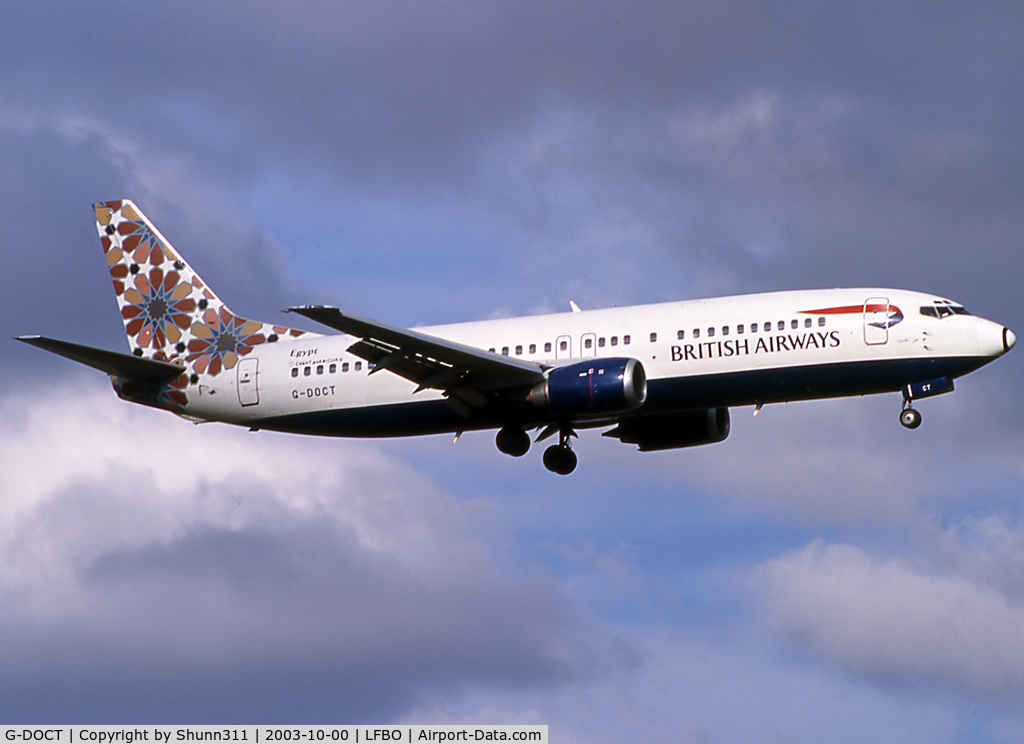 G-DOCT, 1992 Boeing 737-436 C/N 25853, Landing rwy 14R in Crossing Border tail c/s