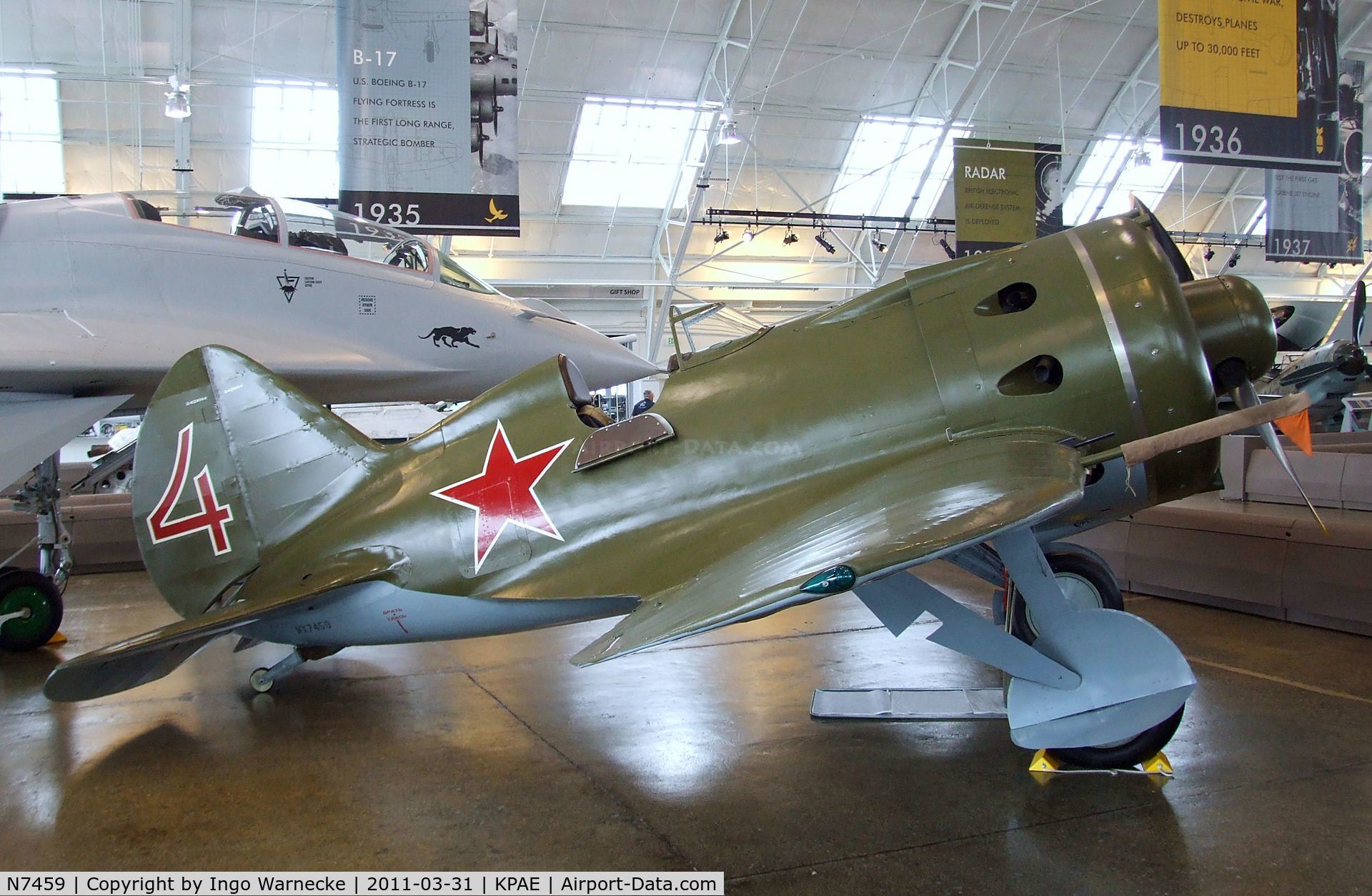 N7459, 1940 Polikarpov I-16 Type 24 C/N 2421014, Polikarpov I-16 Type 24 at the Flying Heritage Collection, Everett WA