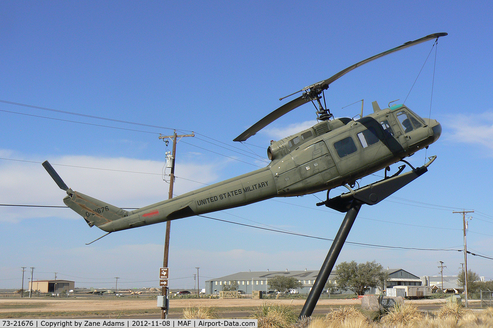 73-21676, 1973 Bell UH-1H Iroquois C/N 13364, Permian Basin Vietnam Veterans Memorial