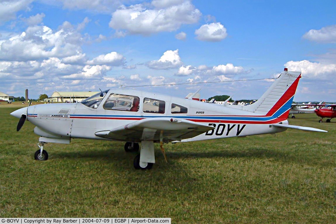 G-BOYV, 1977 Piper PA-28R-201T Turbo Cherokee Arrow III C/N 28R-7703014, Piper PA-28R-201T Turbo Cherokee Arrow III [28R-7703014] Kemble~G 09/07/2004