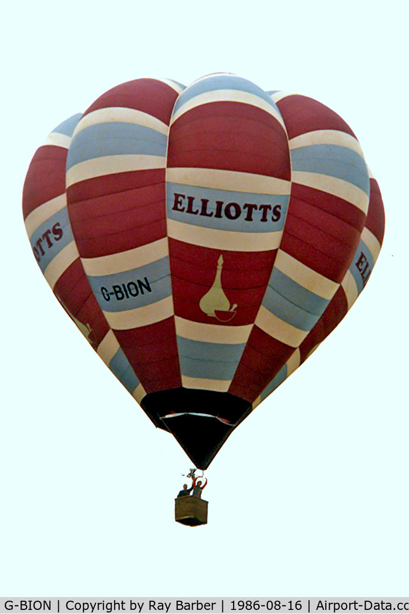 G-BION, 1981 Cameron Balloons V-77 C/N 706, Cameron V-77 HAFB [706] Ashton Court~ G 16/08/1986