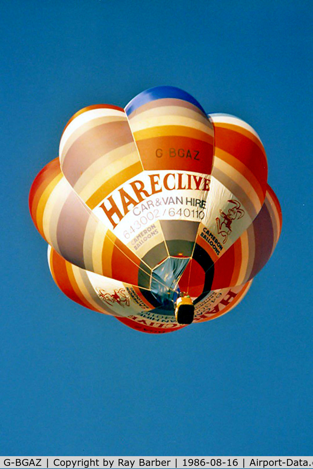 G-BGAZ, 1978 Cameron Balloons V-77 C/N 439, Cameron V-77 HAFB [439] Ashton Court~ G 16/08/86