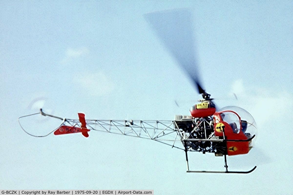 G-BCZK, 1967 Westland Bell 47G-3B-1 C/N WA574, Westland-Bell 47G-3B1 [WA.575] St. Athan~G 20/09/1975. Image taken from a slide.