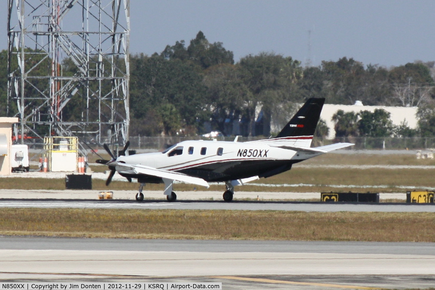 N850XX, 2012 Socata TBM-850 C/N 611, Socata TBM-850 (N850XX) arrives at Sarasota-Bradenton International Airport following a flight from Dekalb-Peachtree Airport