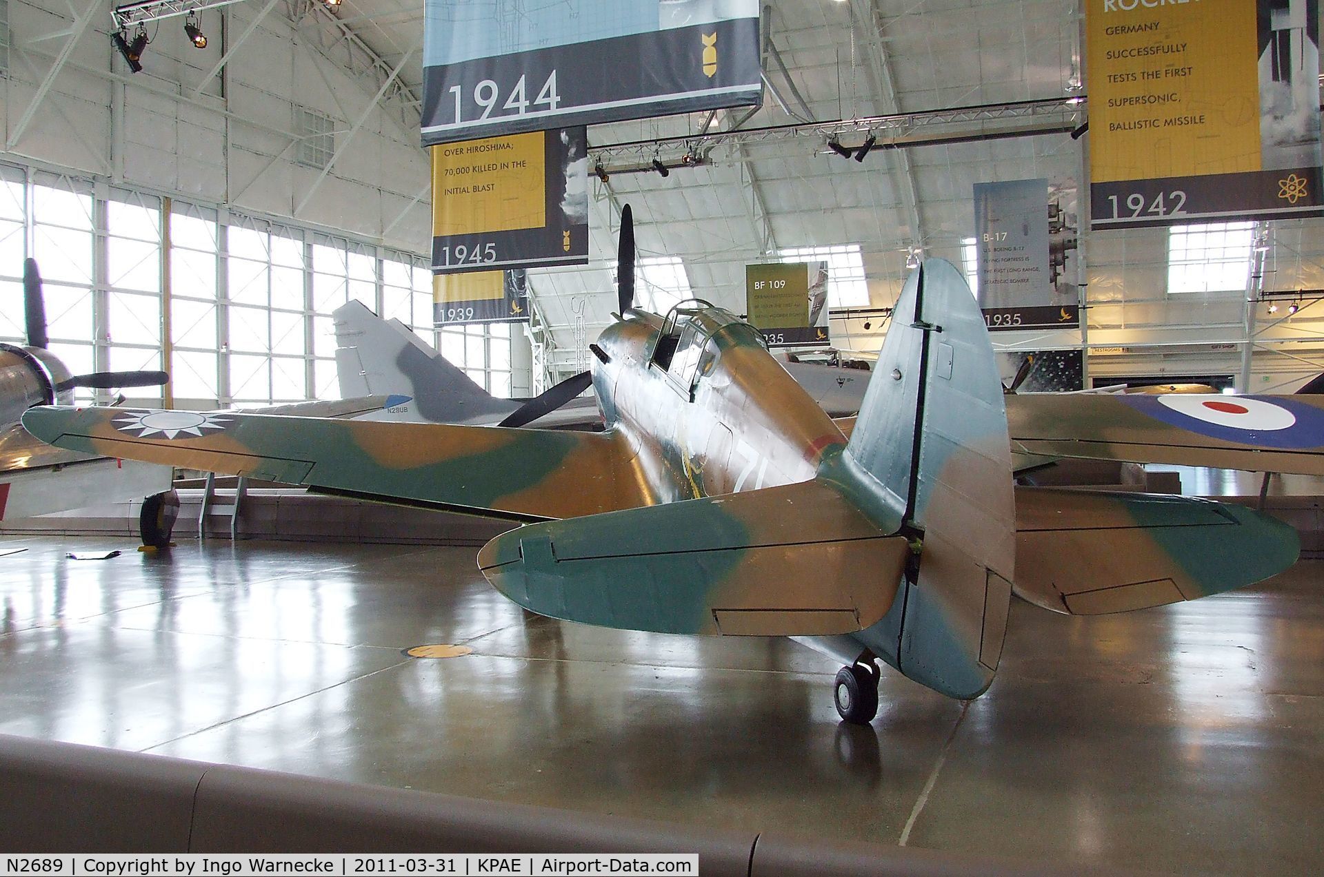 N2689, 1941 Curtiss P-40C Warhawk C/N 16166, Curtiss P-40C Warhawk at the Flying Heritage Collection, Everett WA