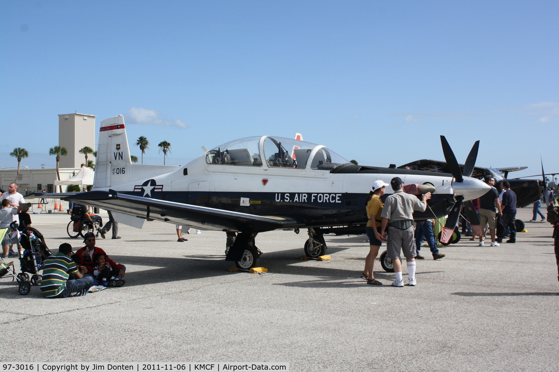 97-3016, 1997 Raytheon T-6A Texan II C/N PT-20, T-6 Texan II (97-3016) from the  8th Flying Training Squadron at Vance Air Force Base on display at MacDill Air Fest