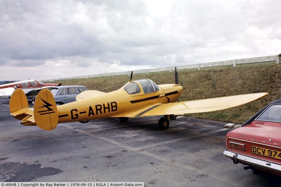 G-ARHB, 1960 Forney F-1A Aircoupe C/N 5733, Forney F-1A Aircoupe [5733] Bodmin~G 15/09/1976. Image taken from a slide.