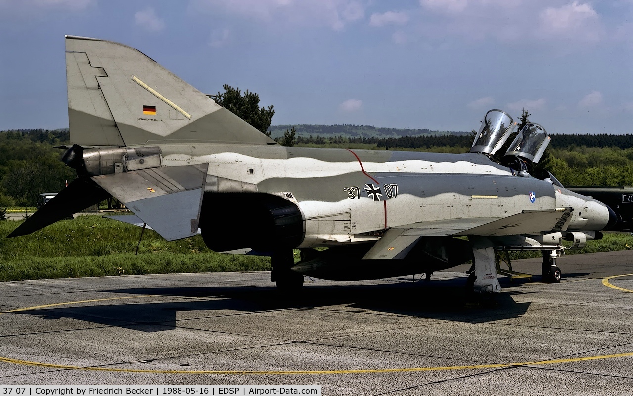 37 07, 1972 McDonnell Douglas F-4F Phantom II C/N 4359, transient at Fliegerhorst Pferdsfeld