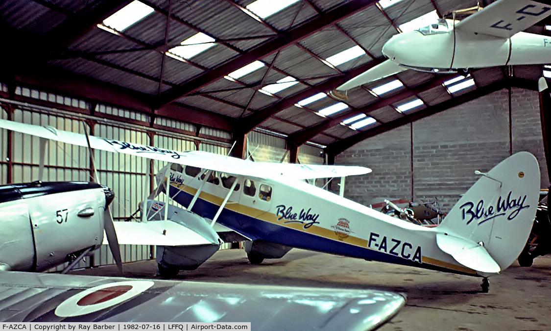 F-AZCA, 1940 De Havilland DH-89A Dominie/Dragon Rapide C/N 6541, De Havilland DH.89A Dragon Rapide [6541] La Ferte Alais~F 16/07/1982. Image taken from a slide.