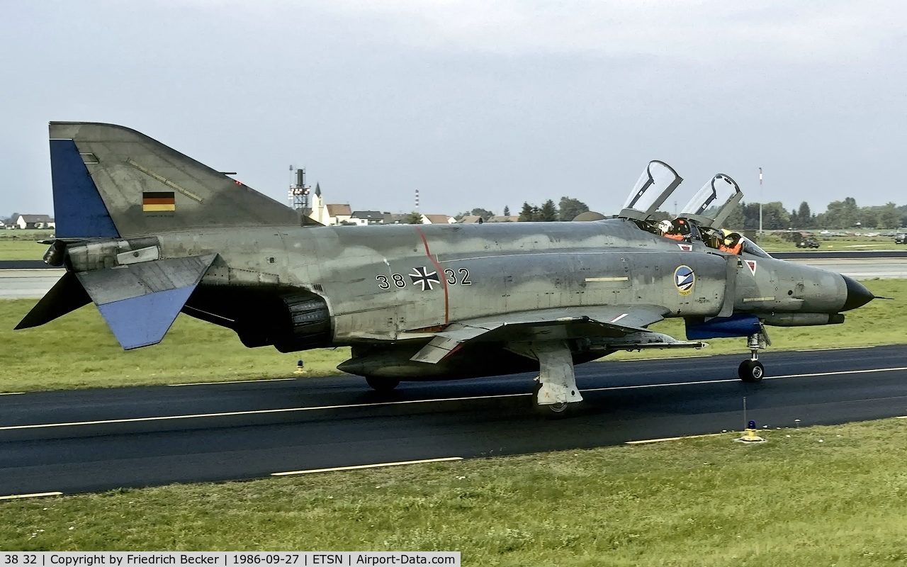 38 32, 1972 McDonnell Douglas F-4F Phantom II C/N 4700, taxying to the flightline at Fliegerhorst Neuburg