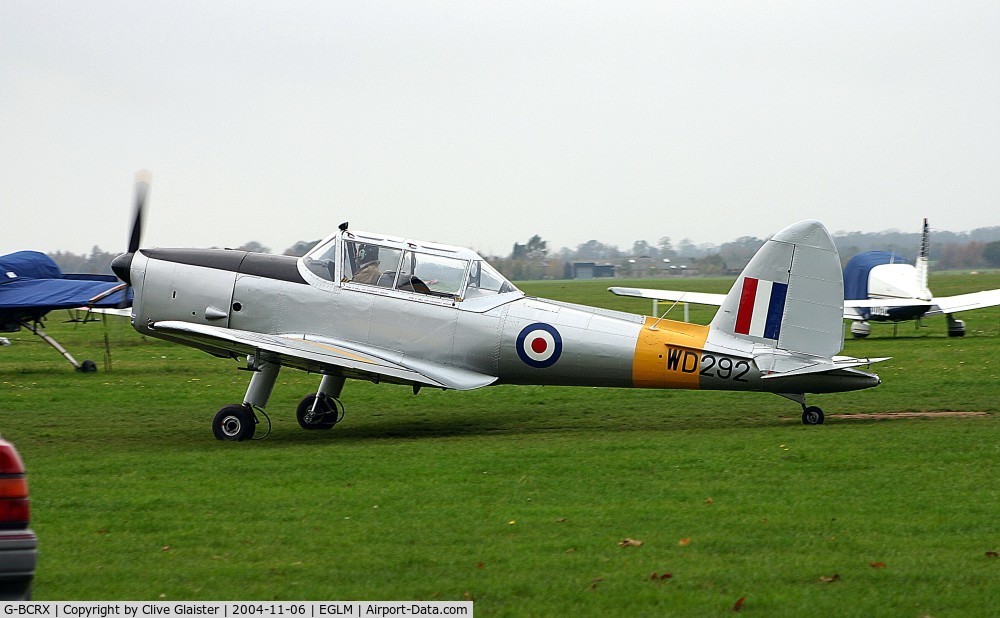 G-BCRX, 1950 De Havilland DHC-1 Chipmunk T.10 C/N C1/0232, Ex: WD292 > G-BCRX - Originally and currently in private hands since November 1974. In the colours of the, Royal Air Force as WD292.