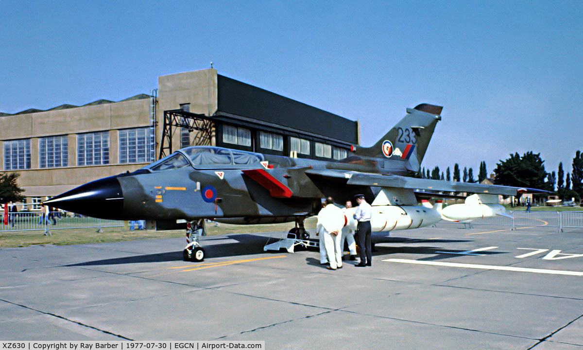 XZ630, 1977 Panavia Tornado GR.1 C/N P.12, BAe/Panavia Tornado T [P.06] RAF Finningley~G 30/07/1977. Coded *233* Image taken from a slide.