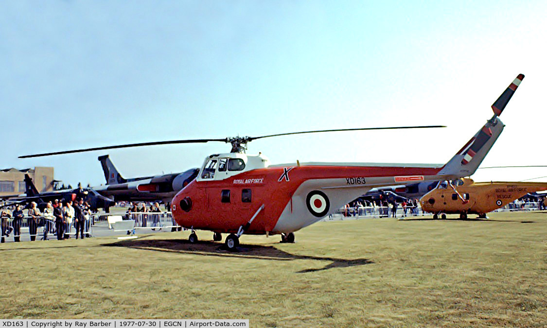 XD163, 1954 Westland Whirlwind HAR.10 C/N WA20, Westland WS.55 HAR.10 Whirlwind [WA.20] RAF Finnigley~G 30/07/1977. Seen at the Queens Silver Jubilee Air Show Image taken from a slide.