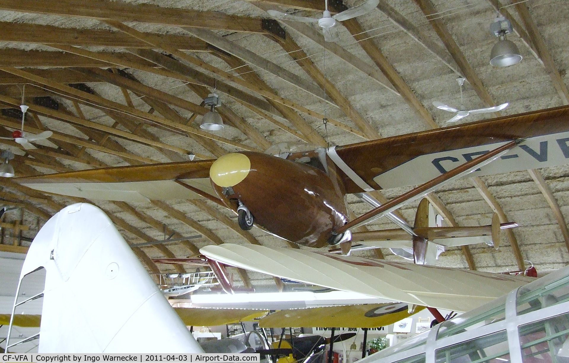 CF-VFA, 1946 Nelson BB-1 C/N 506, Nelson / Bowlus Dragonfly / BB-1 Bumblebee (engine with pusher propeller removed and faired over) at the Canadian Museum of Flight, Langley BC