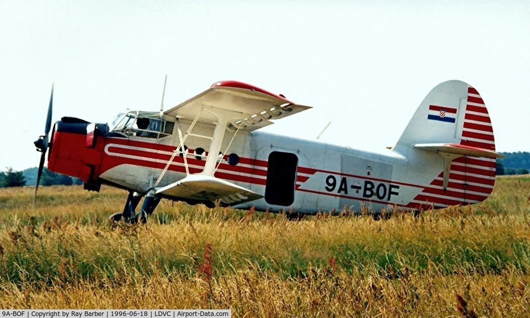 9A-BOF, 1986 Antonov An-2R Colt C/N 1G223-56, Antonov An-2R [1G223-56] (Croatian Air Force) Cakovec~9A 18/06/1996