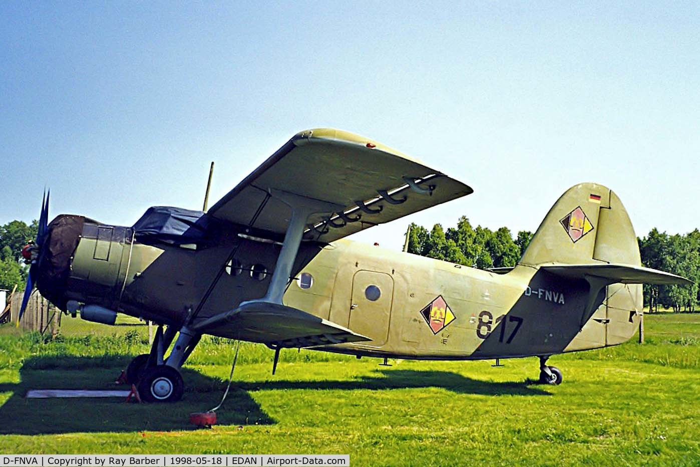 D-FNVA, Antonov An-2 C/N 19347320, Antonov An-2 [19347320] Neustadt-Glewe~D 18/05/1998. Seen here still wearing its former East German military markings of 