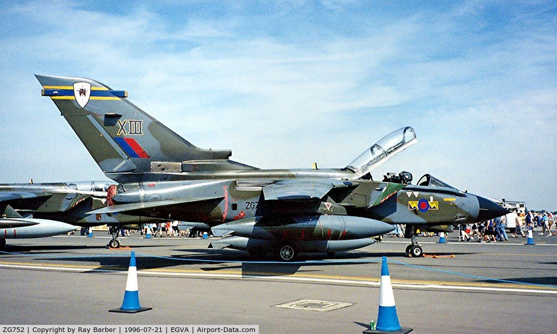 ZG752, 1991 Panavia Tornado GR.1T C/N 868/BT052/3424, BAe/Panavia Tornado GR.4T {BT052] (RAF) RAF Fairford~G 21/07/1996. Coded *XIII*.