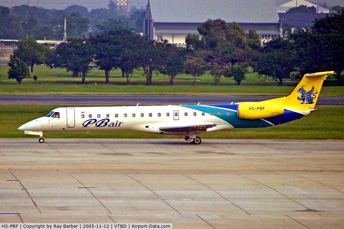HS-PBF, 2002 Embraer ERJ-145LR (EMB-145LR) C/N 145607, Embraer ERJ-145LR [145607] (PB Air) Bangkok~HS 12/11/2005