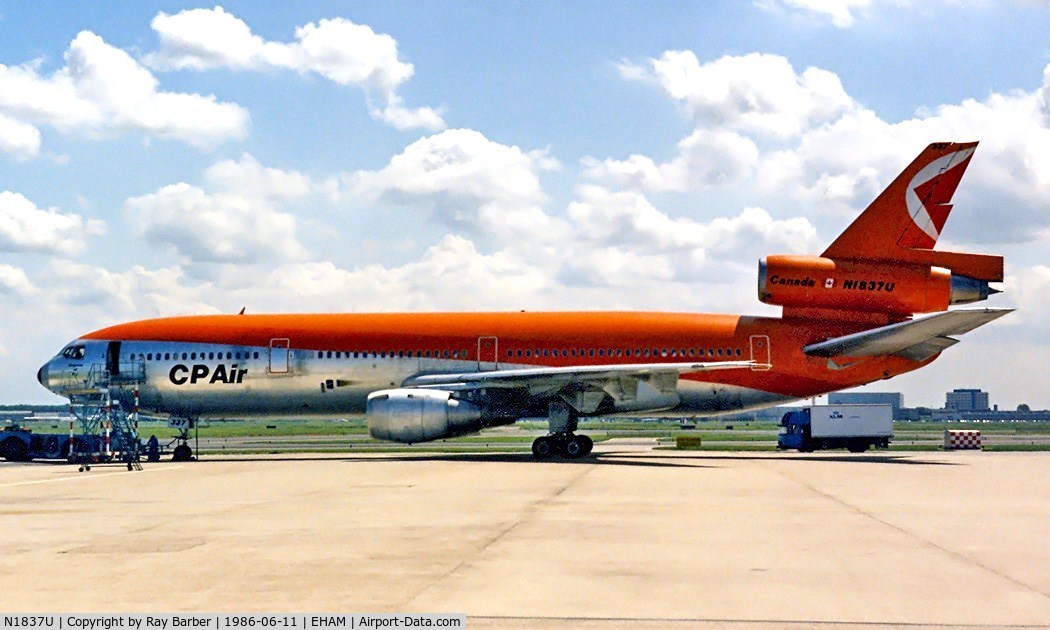 N1837U, 1973 McDonnell Douglas DC-10-10 C/N 47969, McDonnell-Douglas DC-10-10 [47969] (CP Air) Amsterdam-Schiphol~PH 11/06/1986