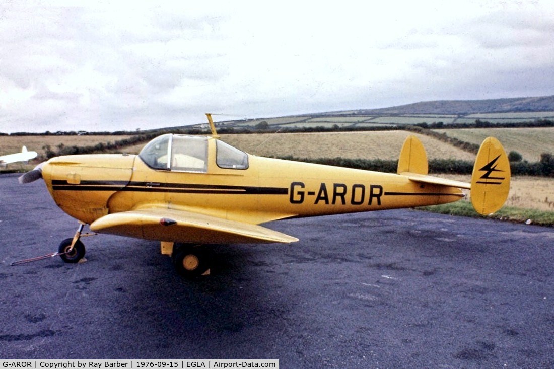 G-AROR, 1961 Forney F-1A Aircoupe C/N 5752, Air Products Forney F-1A Aircoupe [5752] Bodmin~G 15/09/1976. Image taken from a slide.
