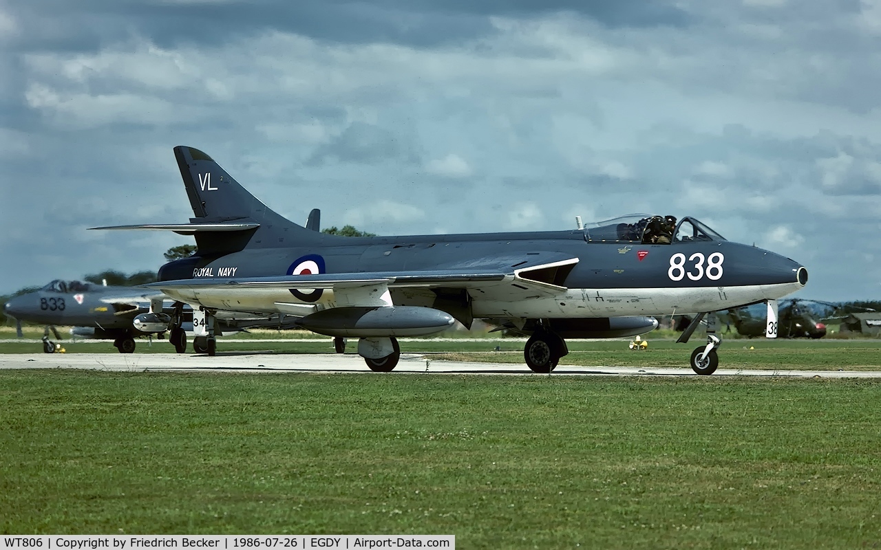 WT806, 1955 Hawker Hunter GA.11 C/N 41H-670749, vacating the runway after touchdown