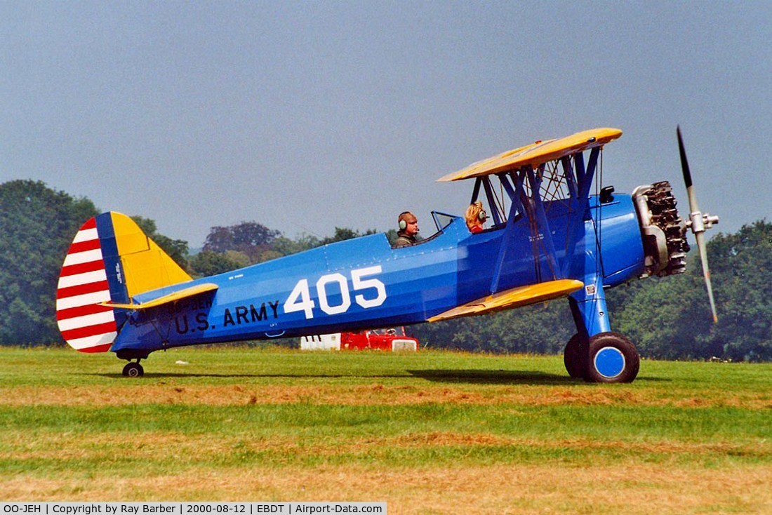 OO-JEH, 1941 Boeing A75N1 C/N 75-442, Boeing Stearman PT-17 Kaydet [75-442] Schaffen-Diest~OO 12/08/2000. Coded *405*. Since become French registered.