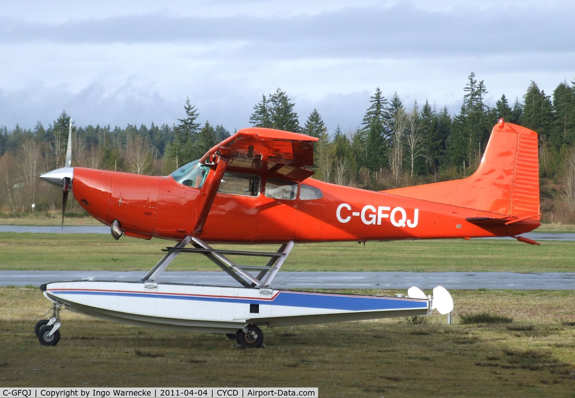 C-GFQJ, 2010 BAKER TURBO C/N 001, Baker Turbo (Cessna 185 Skywagon converted to Rolls-Royce Allison turboprop) on amphibious floats at Nanaimo Airport, Cassidy BC