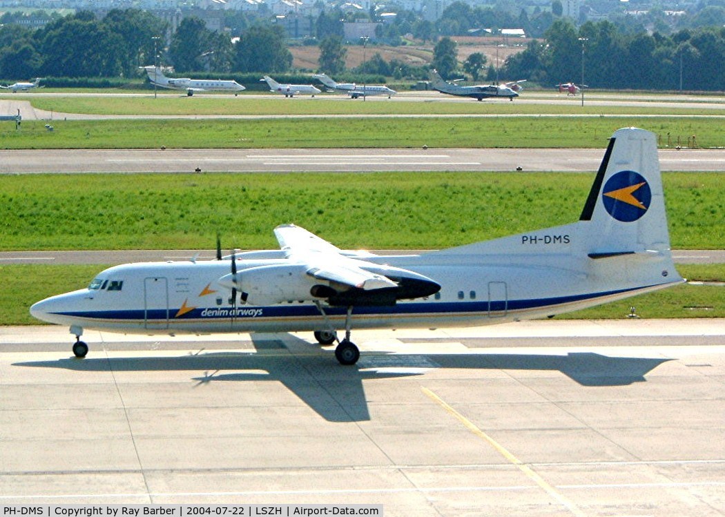 PH-DMS, 1991 Fokker 50 C/N 20209, Fokker F-50 [20209] (Denim Airways) Zurich~HB 22/07/2004