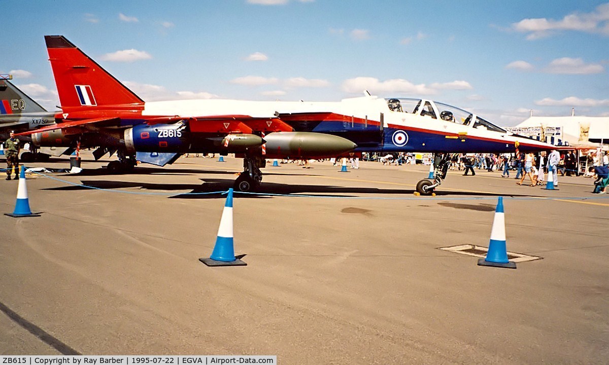 ZB615, 1982 Sepecat Jaguar T.2A C/N B38, Sepecat Jaguar T.2 [B-38] (RAF) RAF Fairford~G 22/07/1995.