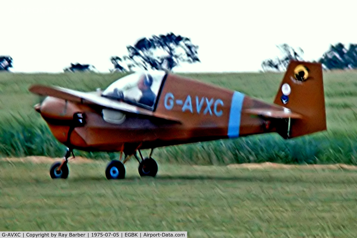 G-AVXC, 1967 Slingsby T-66 Nipper 3 C/N S108, Tipsy T.66 Nipper III [S108] Sywell~G 05/07/1975. Image taken from a slide.