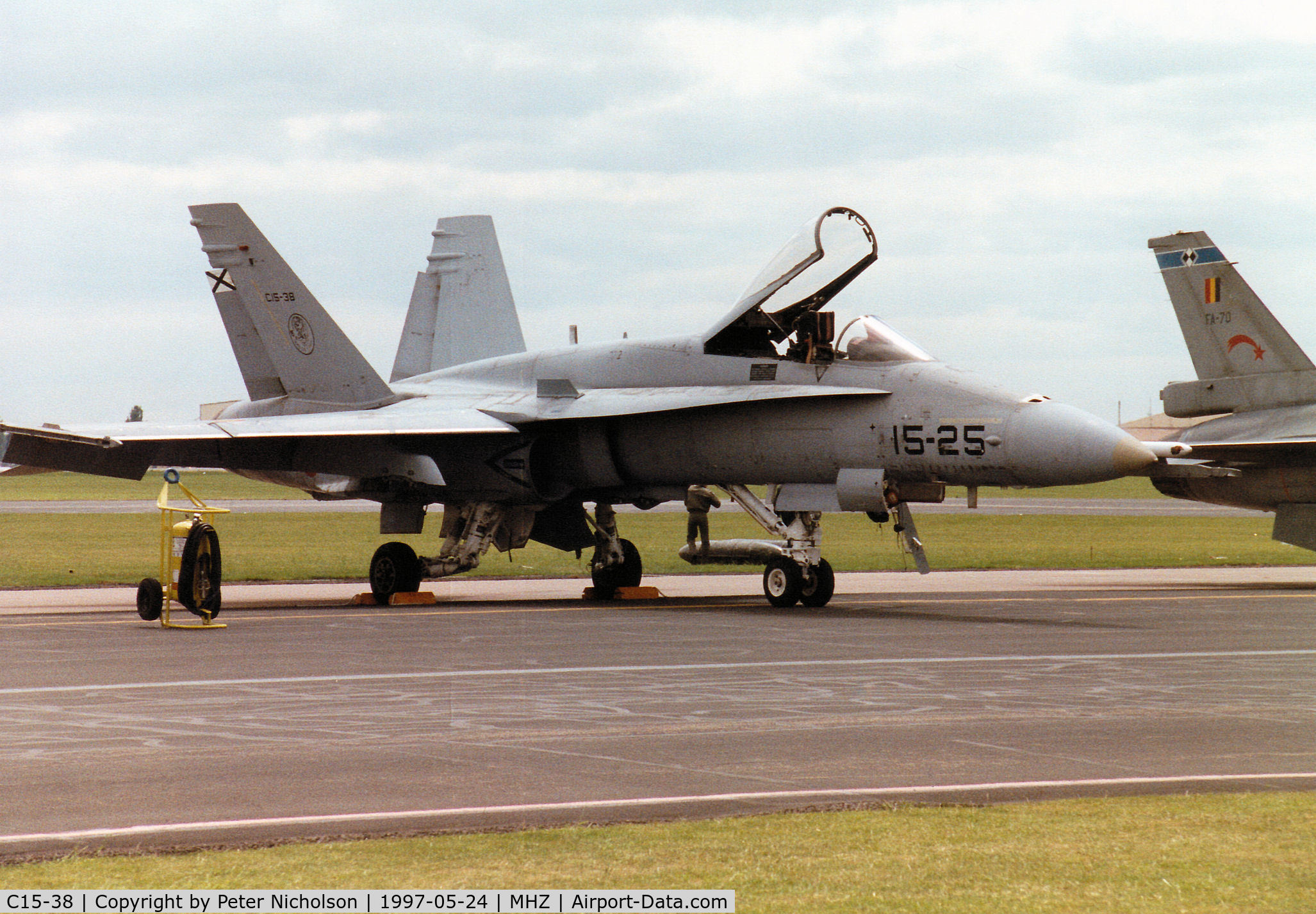 C15-38, McDonnell Douglas EF-18A Hornet C/N 0667/A543, Another view of the EF-18A Hornet of Ala 15 Spanish Air Force on the flight-line at the 1997 RAF Mildenhall Air Fete.