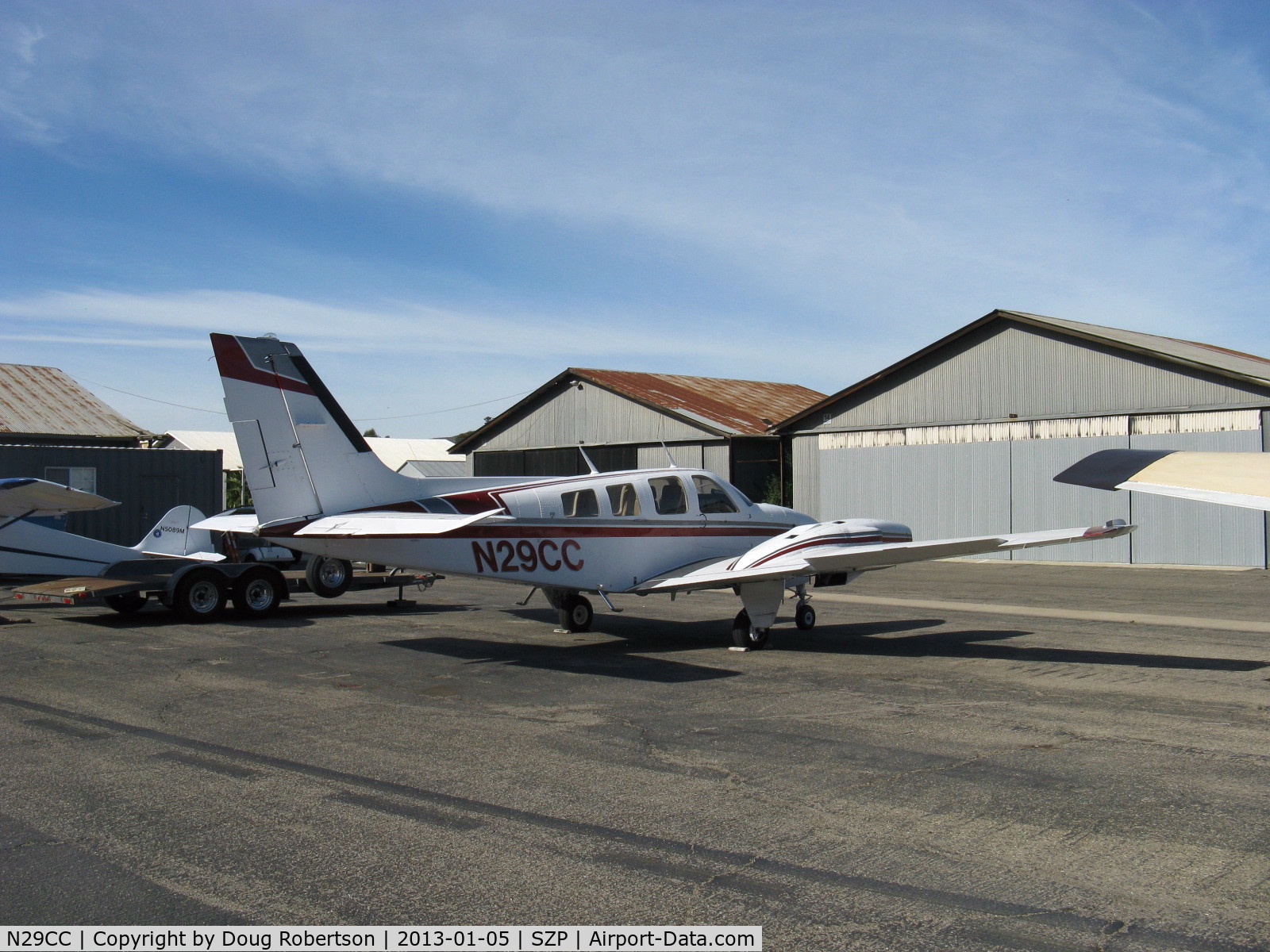 N29CC, 1977 Beech 58P Baron C/N TJ-117, 1977 Beech 58P BARON, two TurboSupercharged Continental TSIO-520-LB1C 310 Hp each, pressurized, six seats, props off for maintenance