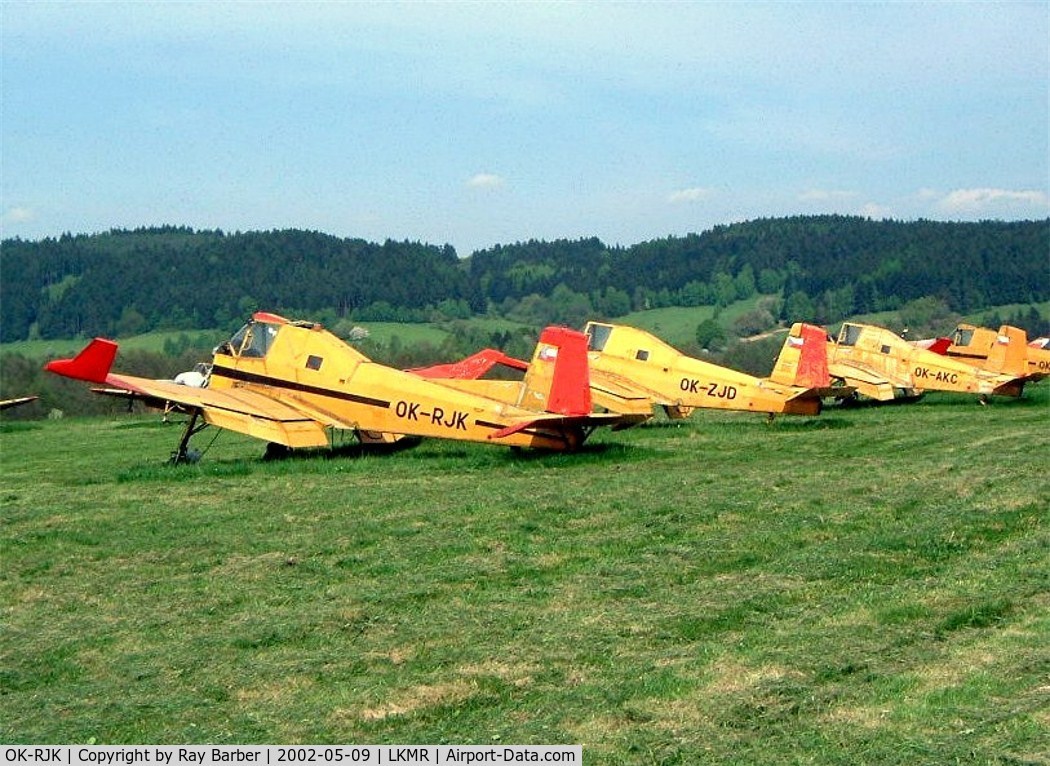 OK-RJK, 1986 Zlin Z-37T Agro-Turbo C/N 017, Zlin Z.37T Agro Turbo [017] Marianske Lazne~OK 09/05/2002. Seen stored here with a number of other Zlin types.