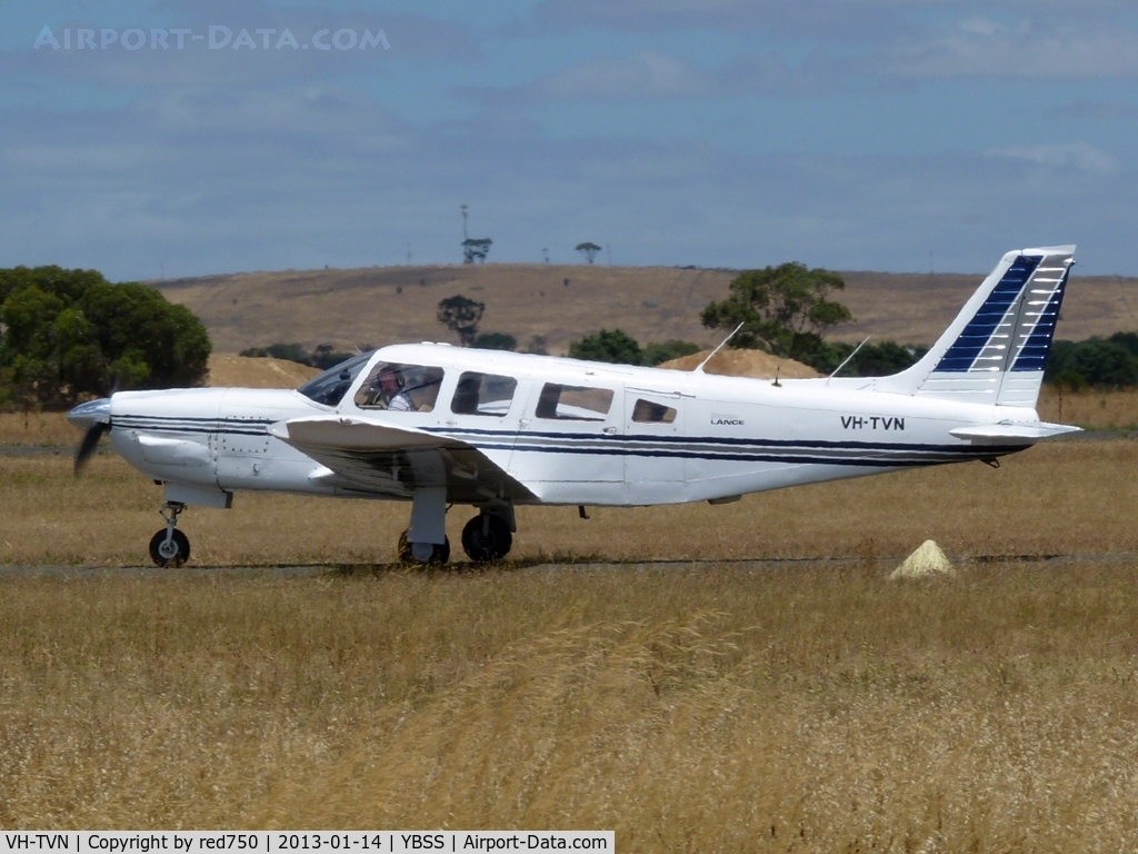 VH-TVN, 1977 Piper PA-32R-300 Cherokee Lance C/N 32R-7780511, Piper Lance VH-TVN taxying in after landing at Bacchus Marsh
