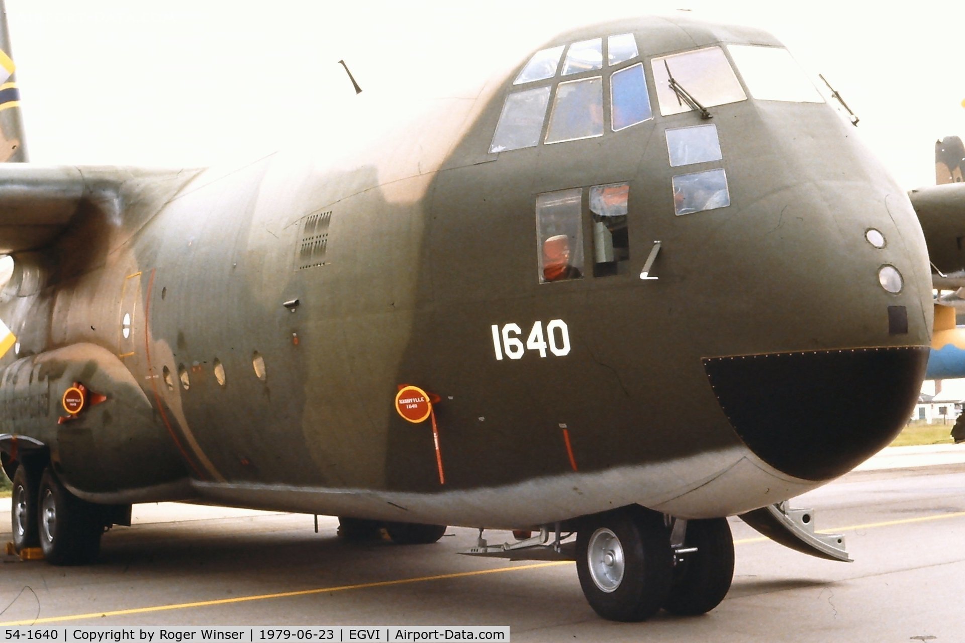 54-1640, 1954 Lockheed C-130A Hercules C/N 182-3027, An early build Hercules attending the IAT held at RAF Greenham Common in 1979. The air show celebrated the 25th anniversary of the Lookheed C-130. Operated by the 105th TAS of the Tennessee ANG. C-130's still going strong over 58 years on. 