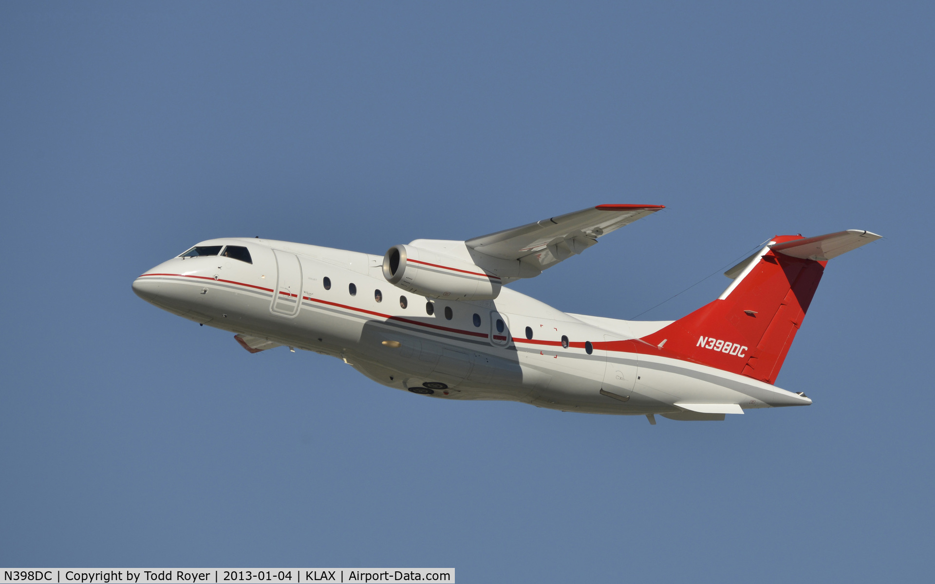 N398DC, 2002 Fairchild Dornier Do328-310JET C/N 3206, Departing LAX