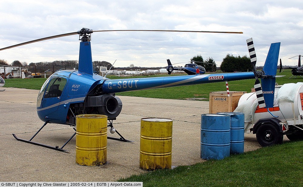 G-SBUT, 1997 Robinson R22 Beta C/N 2739, Ex: G-BXMT > G-SBUT - Originally owned to, Southwest Helicharter Ltd in October 1997 as G-BXMT and currently with, Heli Air Ltd since November 2004 as G-SBUT. De-registered as cancelled by the CAA June 2009.